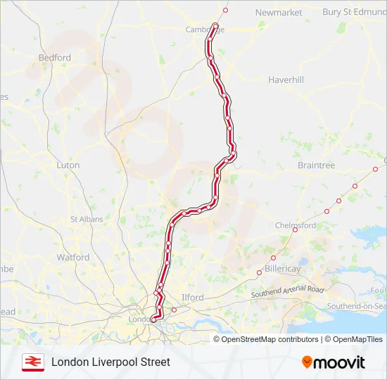 GREATER ANGLIA Train Line Map