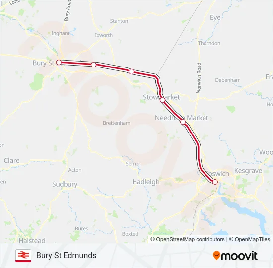 GREATER ANGLIA Train Line Map