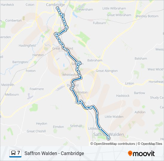 7 bus route & timetable saffron walden - cambridge