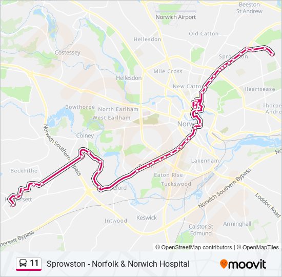 11 Route Schedules, Stops & Maps Hethersett (Village) (Updated)