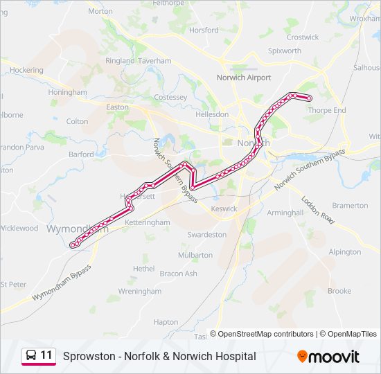 11 Route: Schedules, Stops & Maps - Sprowston (Updated)