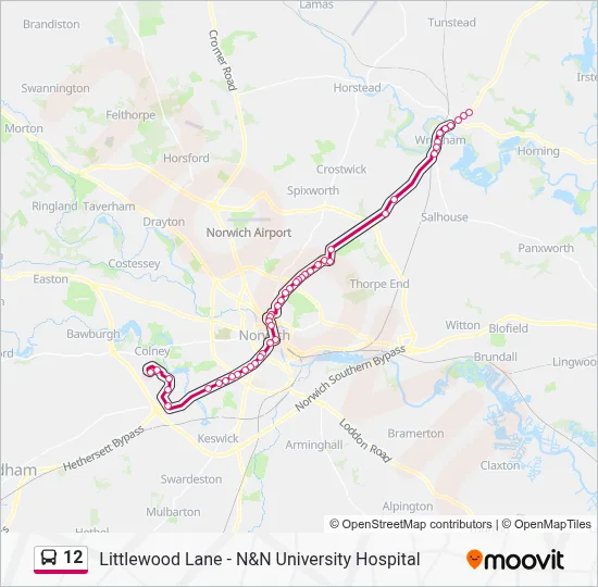 Norwich Bus Routes Map.pdf 12 Route: Schedules, Stops & Maps - Norfolk & Norwich University ...