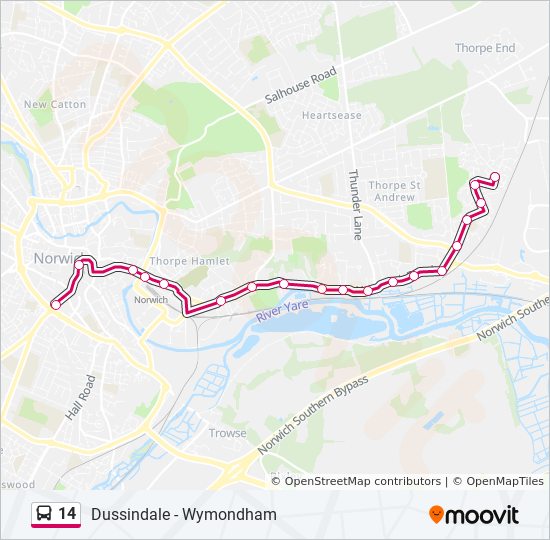 14 Route: Schedules, Stops & Maps - Norwich City Centre (Updated)