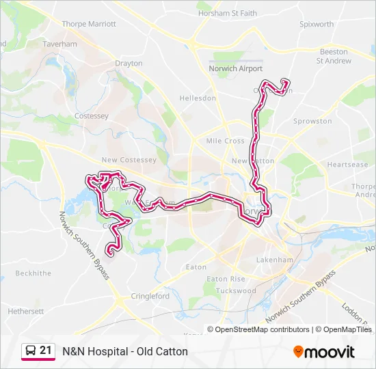 First Bus Route 21 21 Route: Schedules, Stops & Maps - Old Catton (Updated)