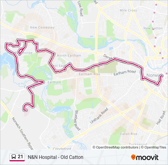 21 bus Line Map