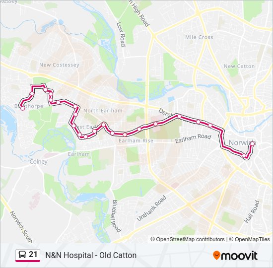21 Bus Line Map