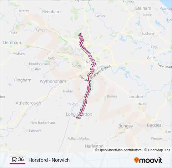 36 Route Schedules, Stops & Maps Horsford (Updated)