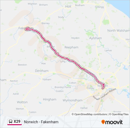 X29 Bus Line Map