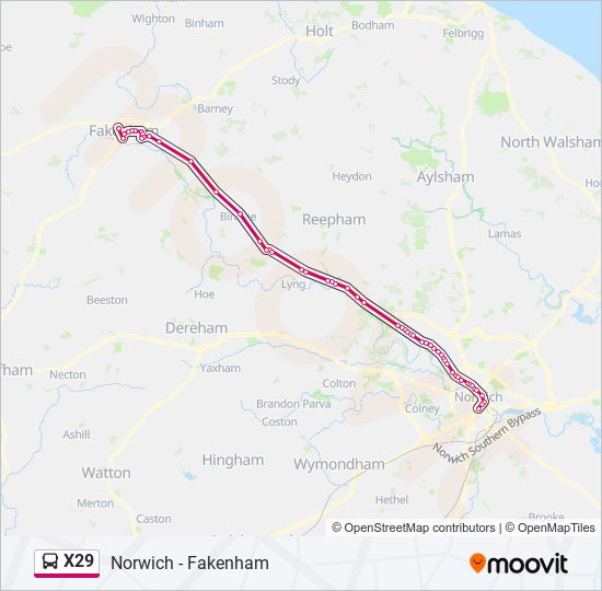 x29 Route Schedules, Stops & Maps Fakenham (Updated)