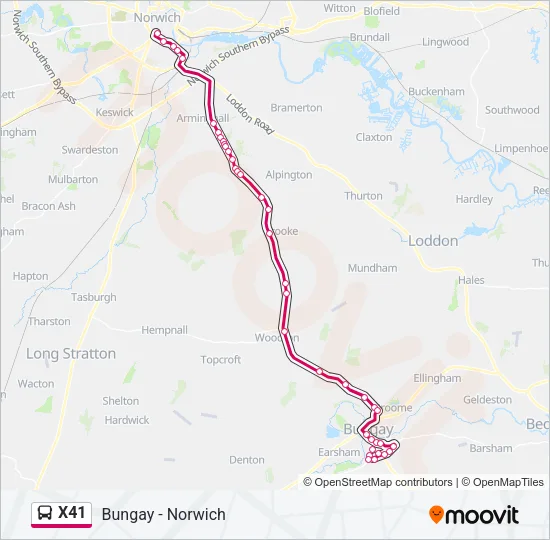 X41 Bus Line Map