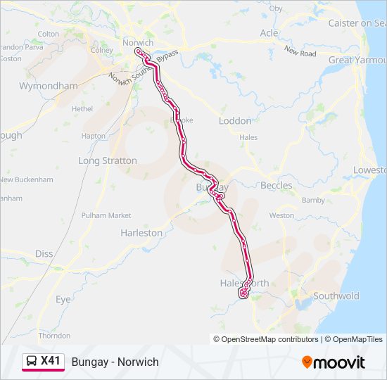X41 Bus Line Map