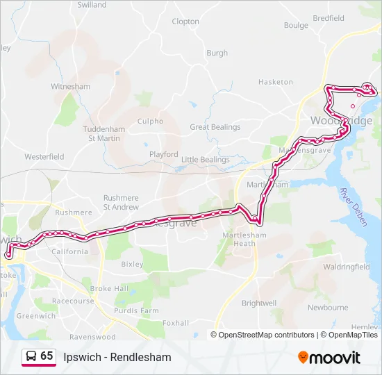65 Bus Line Map
