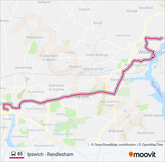 65 bus Line Map