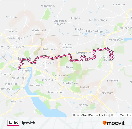 66 Bus Line Map