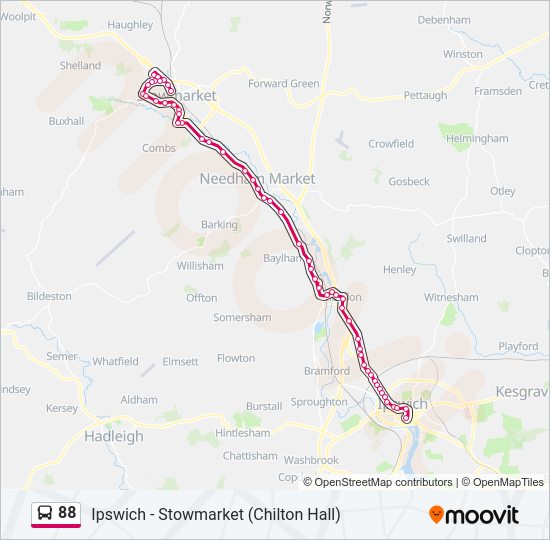 88 Route: Schedules, Stops & Maps - Stowmarket (Updated)