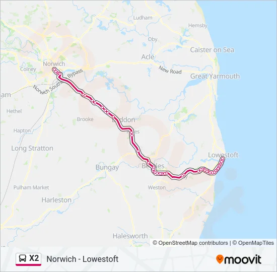 X2 Bus Line Map