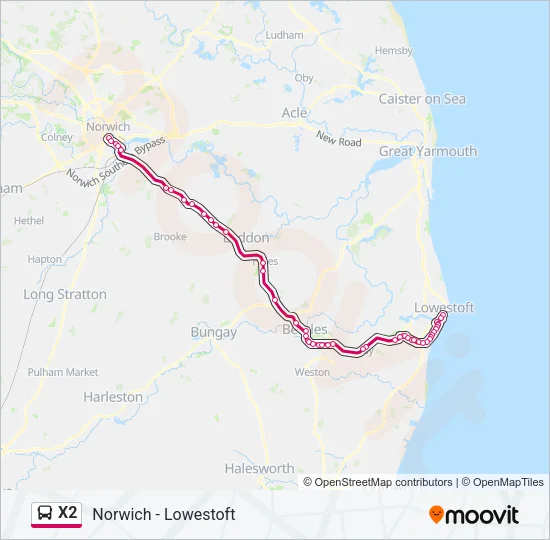 X2 Bus Line Map