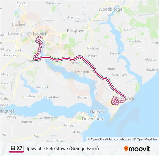 X7 Bus Line Map