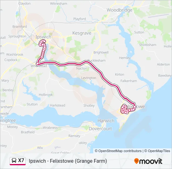 X7 Bus Line Map