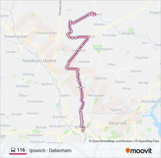 116 Bus Line Map