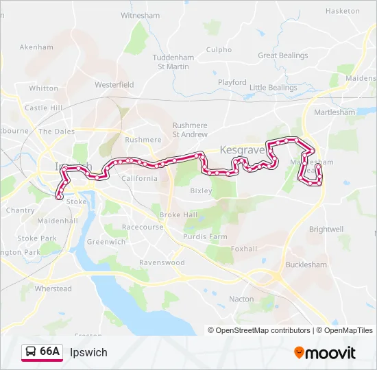 66A Bus Line Map