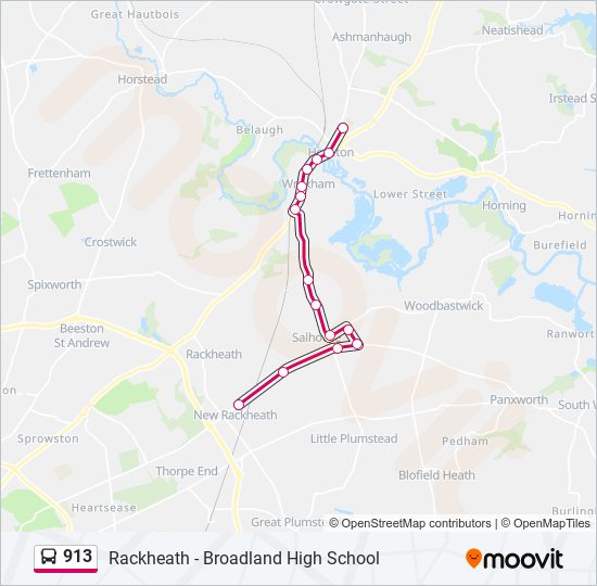 913 bus Line Map