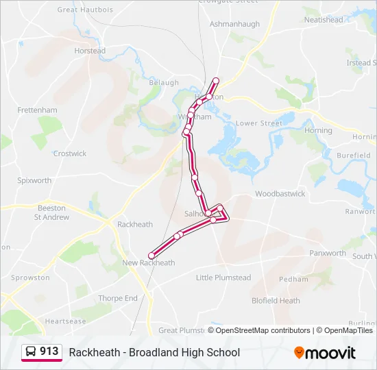 913 Bus Line Map