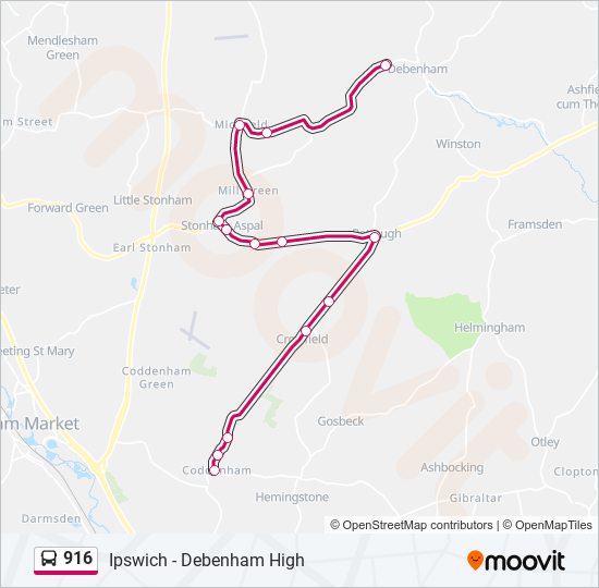 916 bus Line Map