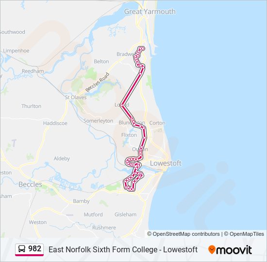 982 Route Schedules Stops And Maps Oulton Broad Updated