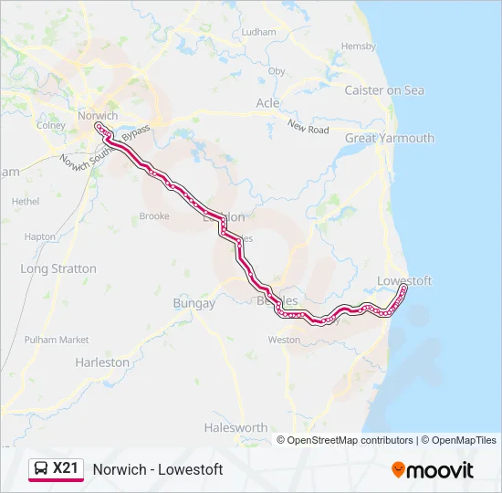 X21 Bus Line Map