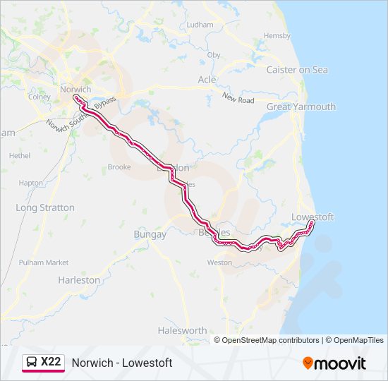 X22 Bus Line Map