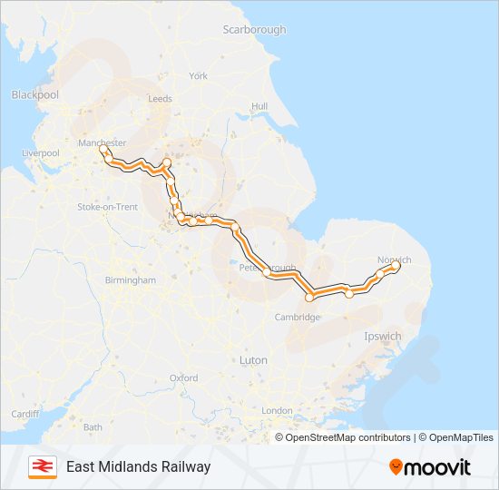 EAST MIDLANDS RAILWAY Train Line Map