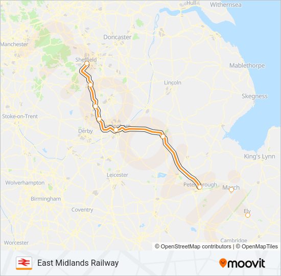 EAST MIDLANDS RAILWAY Train Line Map