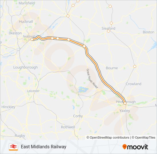 EAST MIDLANDS RAILWAY Train Line Map