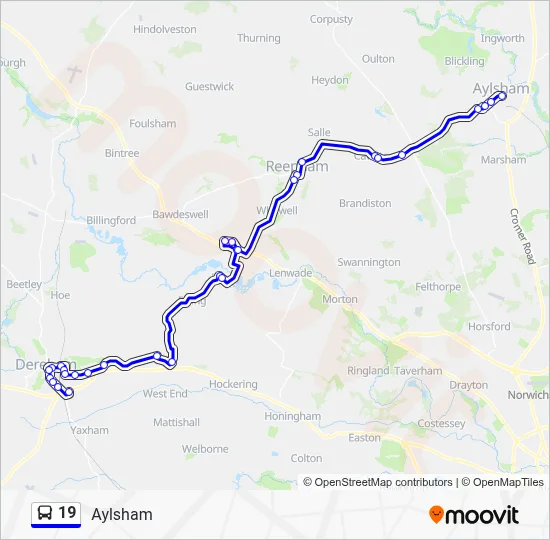 19 Route: Schedules, Stops & Maps - Aylsham (Updated)