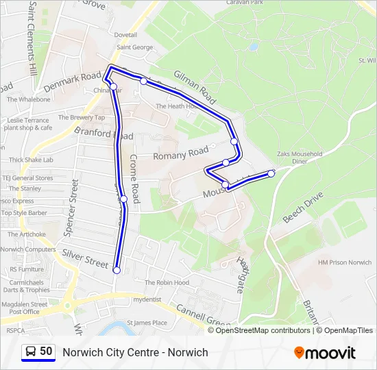 50 Route: Schedules, Stops & Maps - Norwich (Updated)