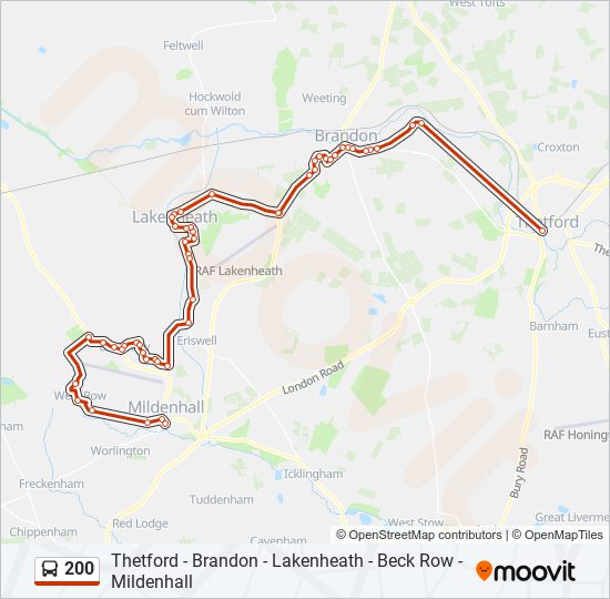 Bus 200 Route Map 200 Route: Schedules, Stops & Maps - Mildenhall (Updated)