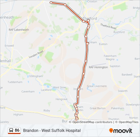 Bus 86 Route Map 86 Route: Schedules, Stops & Maps - Brandon (Updated)