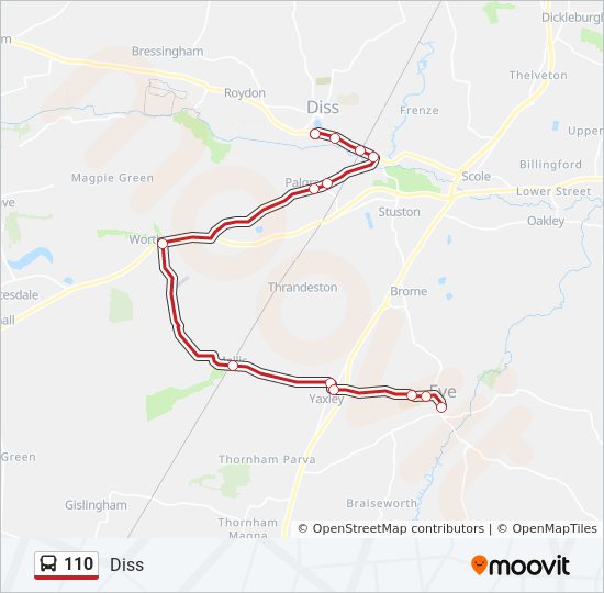 Bus 110 Route Map 110 Route: Schedules, Stops & Maps - Diss (Updated)