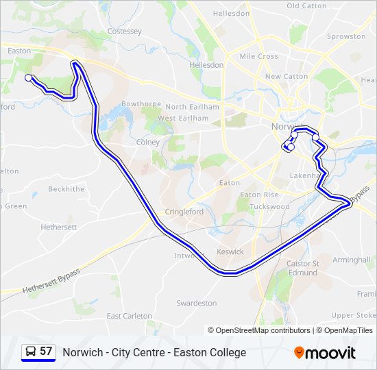 57 Bus Line Map