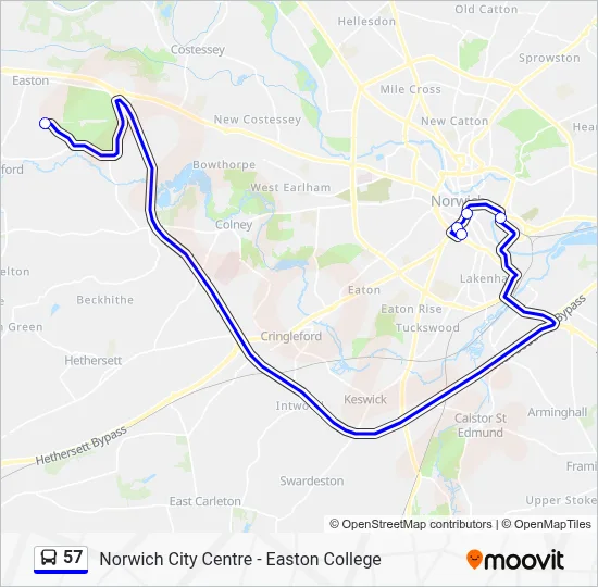 57 Route: Schedules, Stops & Maps - Easton College (Updated)
