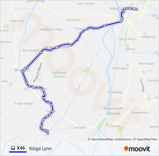 X46 Bus Line Map
