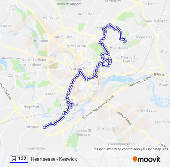 Bus 132 Route Map 132 Route: Schedules, Stops & Maps - Heartsease (Updated)