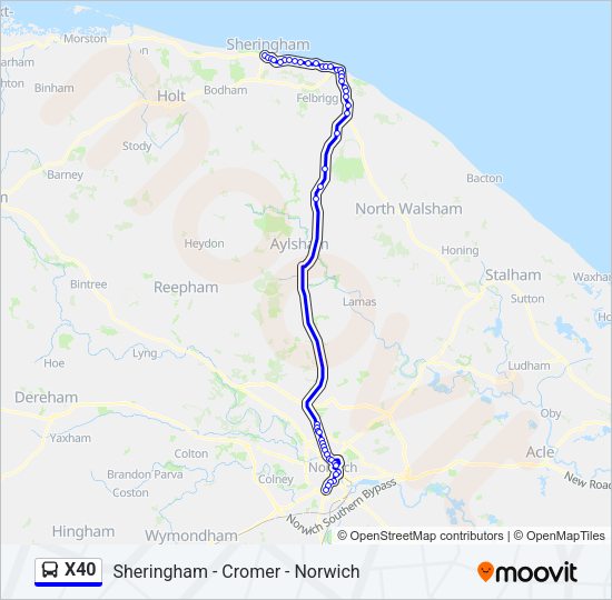 X40 Bus Line Map