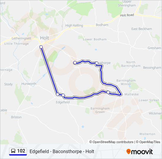 102 Bus Line Map