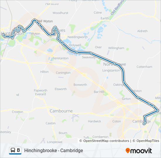 B Line Bus Timetable B Route: Schedules, Stops & Maps - Hinchingbrooke Park (Updated)