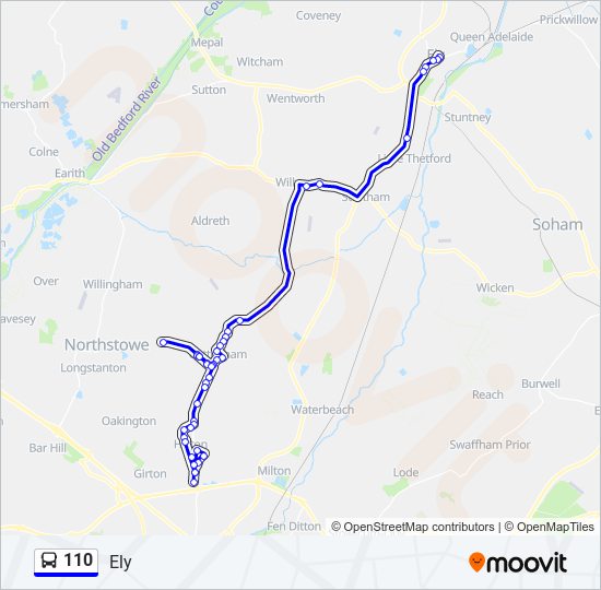 Bus 110 Route Map 110 Route: Schedules, Stops & Maps - Ely (Updated)