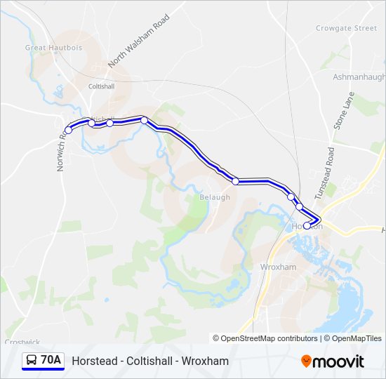 70A bus Line Map