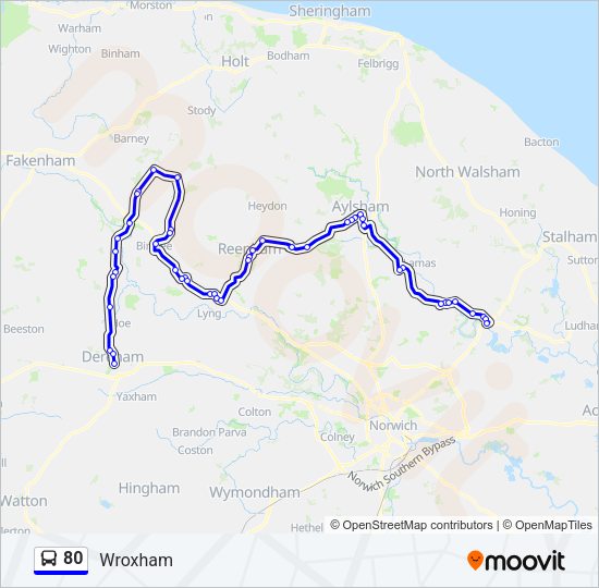 80 Bus Line Map