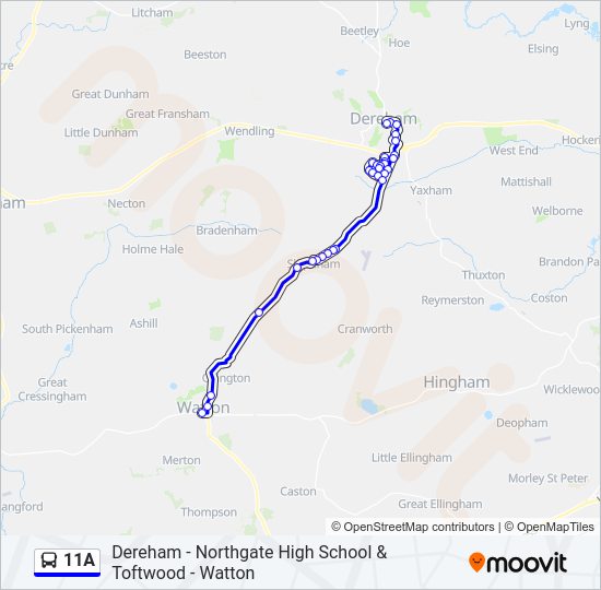 11A bus Line Map